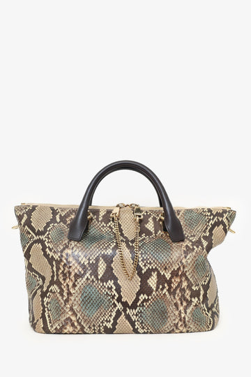 Chloe Burgundy/Python EffESt Leather Baylee Tote with Strap