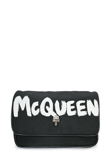 Alexander McQueen Black Nylon Logo Skull Shoulder Bag