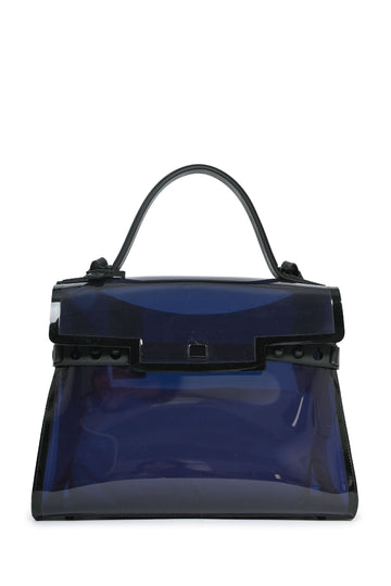 Delvaux Blue/Black PVC 'Tempete' GM Top Handle Bag
