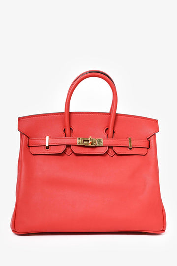 Hermès 2017 Red Swift Leather Retourne Birkin 25 GHW                                                                                