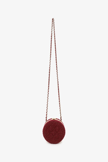 Chanel™ 2022 Burgundy Tweed Vanity Clutch on Chain