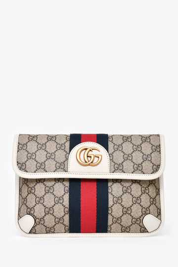 Gucci White Trim GG Supreme Ophidia Belt Bag