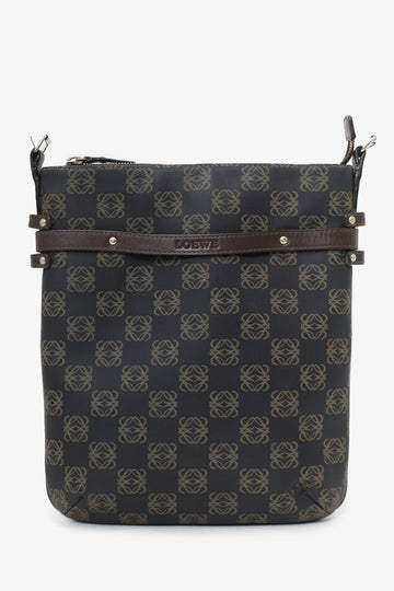 Loewe Brown Coated Canvas CroESbody Bag with Pouch