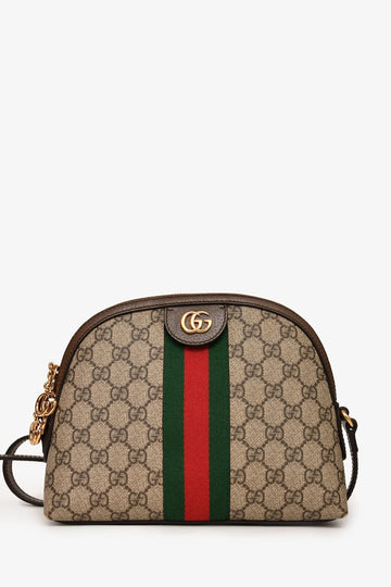 Gucci Brown Leather/Canvas GG Supreme Ophidia Small CroESbody