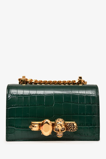 Alexander McQueen Green Croc EmboESed Knuckle CroESbody