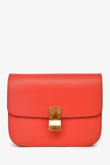 Celine 2012 Red Leather Medium ClaESic Box CroESbody Bag