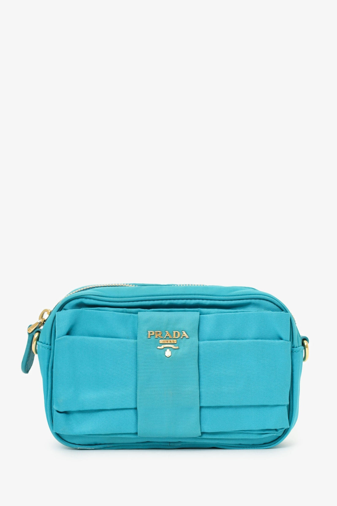 Prada Turquoise TeESuto Nylon Bow CroESbody Bag (As Is)