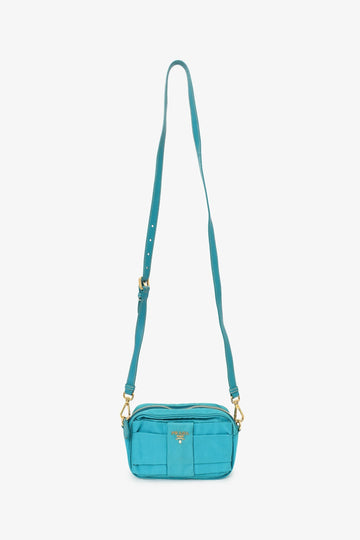 Prada Turquoise TeESuto Nylon Bow CroESbody Bag (As Is)