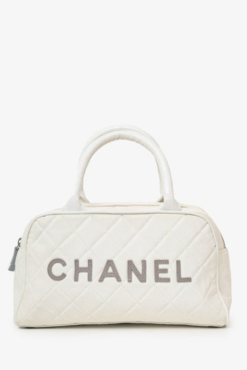 Chanel™ 2000-02 White Canvas Mini Bowler Bag