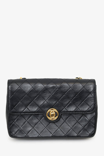 Chanel™ 1986-88 Black Quilted Lambskin Circle CC Mini Flap Bag