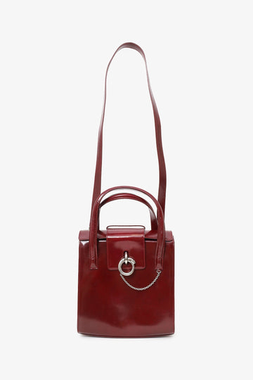 Cartier Burgundy Leather Panthère Top Handle Bag with Strap