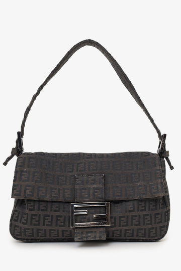 Fendi Black FF Zucca Monogram Baguette Shoulder Bag
