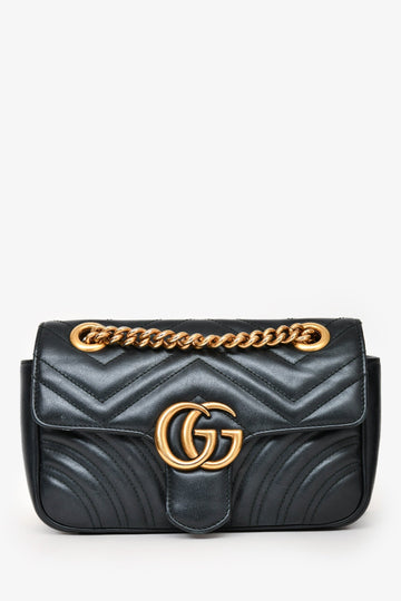 Gucci Black Leather Marmont Small Shoulder Bag (As Is)