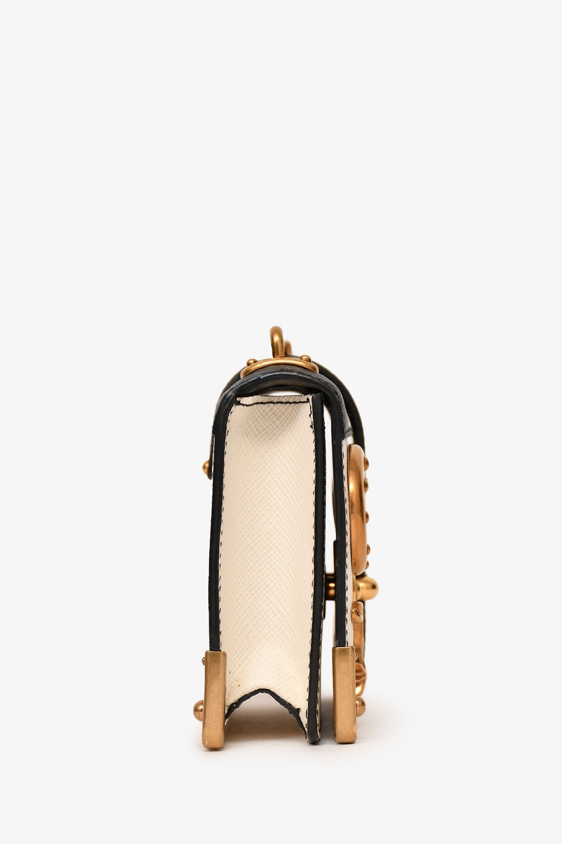 Prada Black/White Leather Micro 'Cahier' Chain CroESbody With Extra Strap