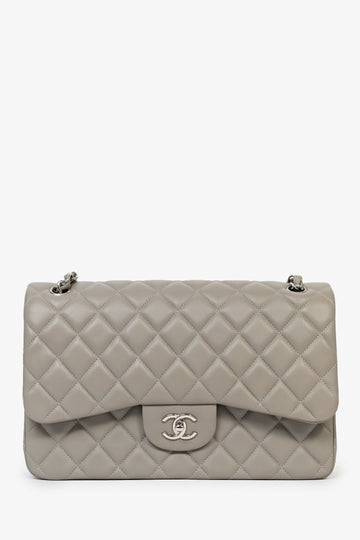 Chanel™ 2019/20 Grey Lambskin Leather Jumbo Double Flap