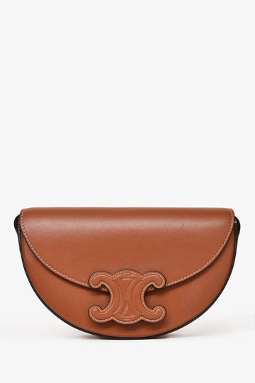 Celine 2022 Brown Leather Triomphe Besace CroESbody Bag