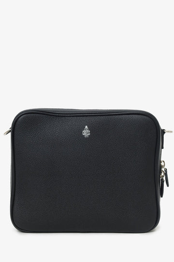 Mark CroES Black Grained Leather Large MeESenger Bag
