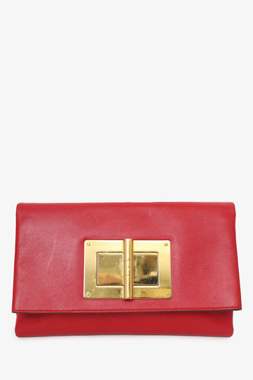 Tom Ford Red Leather Natalia Convertible Clutch