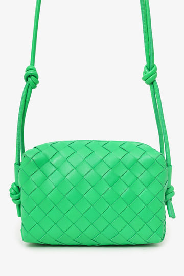Bottega Veneta Green IntrESciato Leather Mini Loop CroESbody