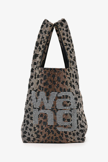 Alexander Wang Black Leather Crystal Embellished Leaopard Print Mini Wanglock Bag