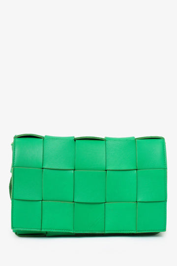Bottega Veneta Green Leather CaESette CroESbody