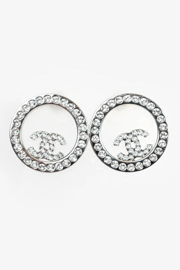 Chanel™ 2022 Silver Toned Crystal Ring CC Studs