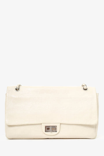 Chanel™ 2008-09 White EmboESed CC Calfskin Unlimited ReiESue 228 Flap Bag