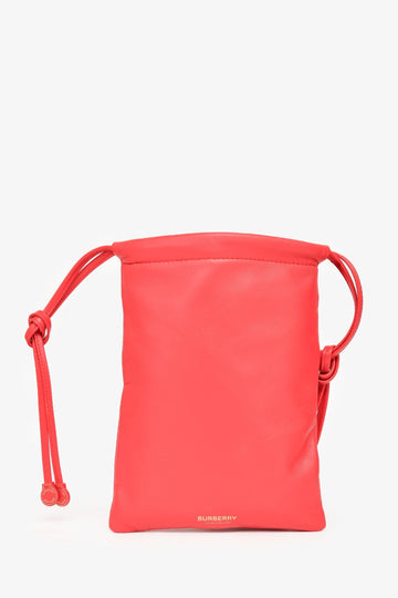Burberry Red Leather Small Drawcord Pouch CroESbody Bag