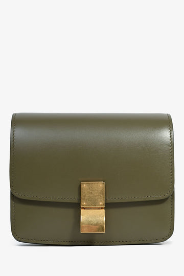 Celine 2019 Green Leather Nano ClaESic Box Bag with Strap