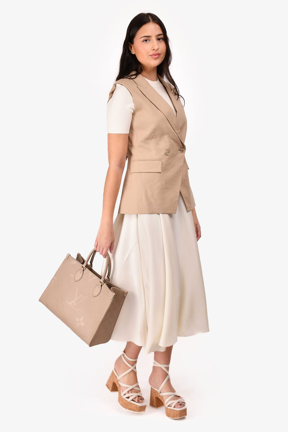 Louis Vuitton Taupe Monogram Empreinte OnTheGo MM Tote