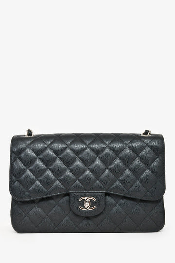 Chanel™ 2014 Black Caviar Leather Jumbo Double Flap