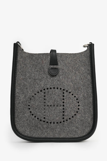 Hermès 2019 Grey Felt Black Leather Trimmed Evelyne TPM