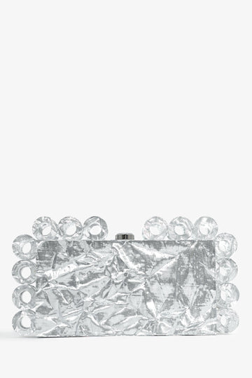 Cult Gaia Silver Acrylic 'Harlow' Clutch