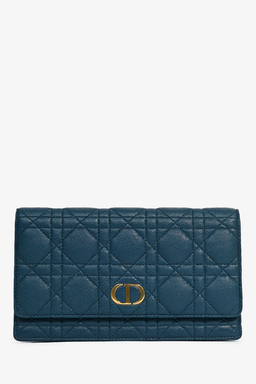 Christian Dior Teal Cannage Leather Caro Waist Bag