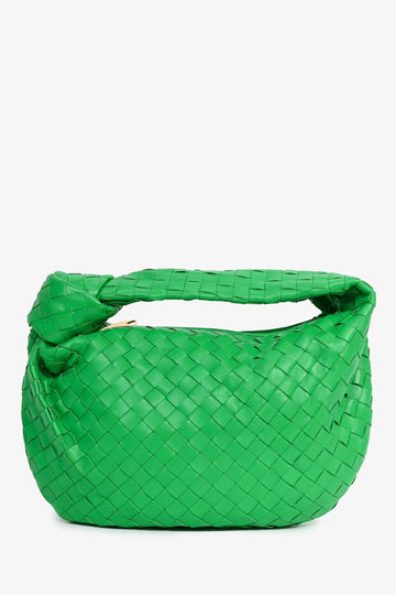 Bottega Veneta Green IntrESciato Leather Teen Jodie Shoulder Bag