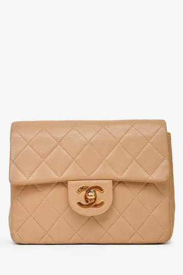 Chanel™ 2005/2006 Beige Lambskin Mini Flap (As Is)