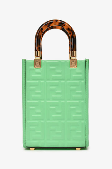 Fendi Green Logo EmboESed 'Sunshine' Mini Shopper Tote