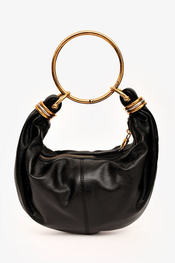 Chloe 2024 Black Leather Small Bracelet Bag