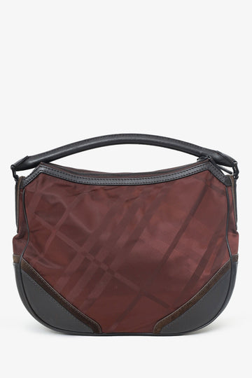 Burberry Burgundy Tonal ChESk Nylon Medium Maskell Hobo