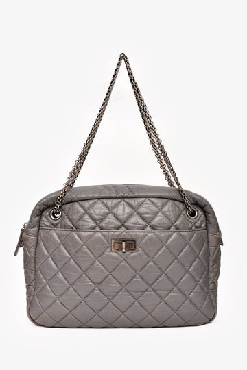 Chanel™ 2008-2009 Grey Crackled Leather Quilted Reissue Camera Bag (As Is)