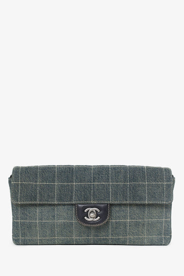 Chanel™ 2000-02 Blue Denim East West Chocolate Bar Shoulder Bag