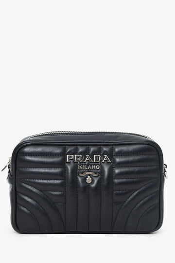 Prada Black Calfskin Leather Diagramme Camera Bag