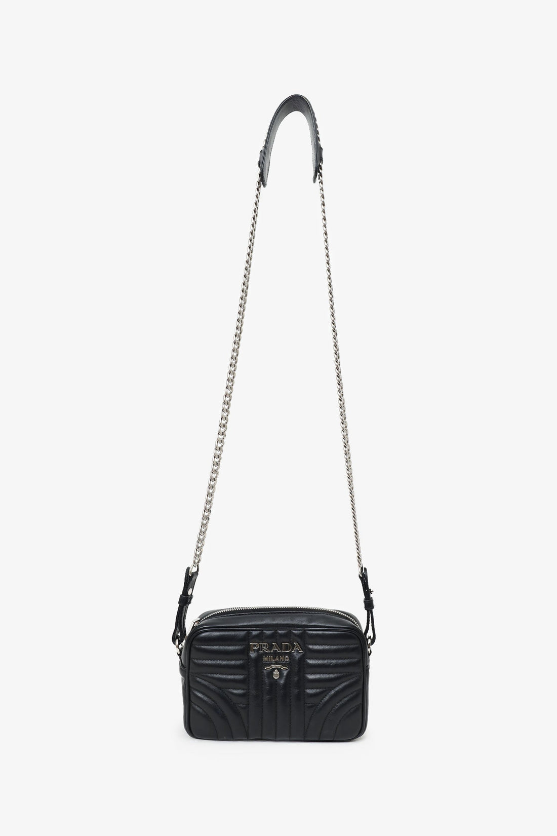 Prada Black Calfskin Leather Diagramme Camera Bag