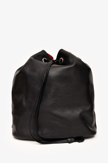 Prada Black Leather Drawstring Bucket Bag