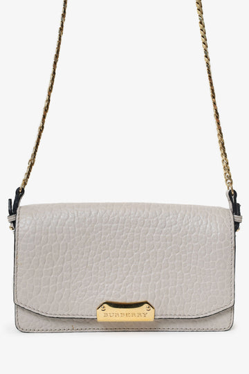 Burberry Grey Grained Calfskin Madison Wallet on Chain