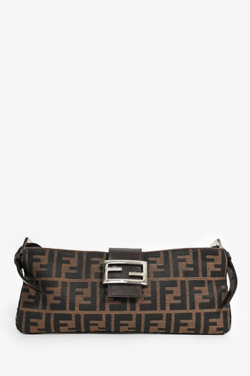 Fendi Vintage Dark Brown Monogram Slim Belt Bag (As Is)