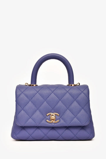 Chanel™ 2020 Purple Caviar Leather Mini Coco Top Handle