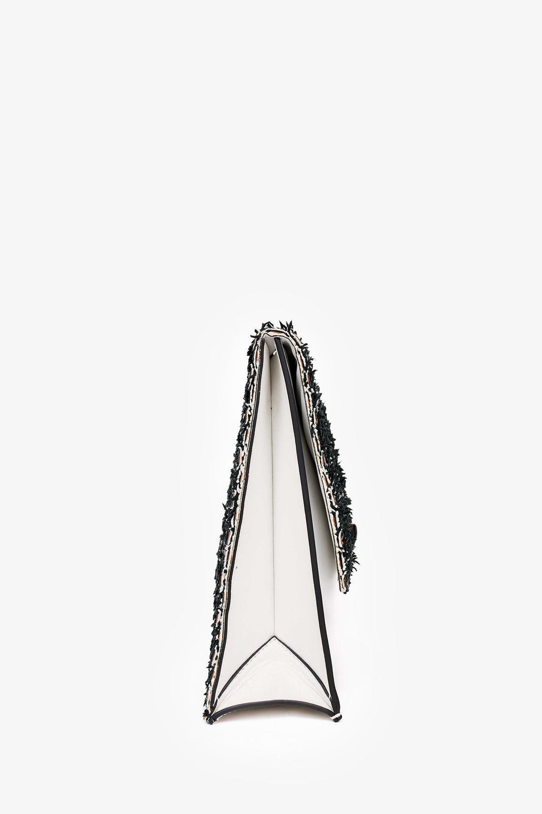 Proenza Schouler Black/White Leather Woven Tweed Clutch