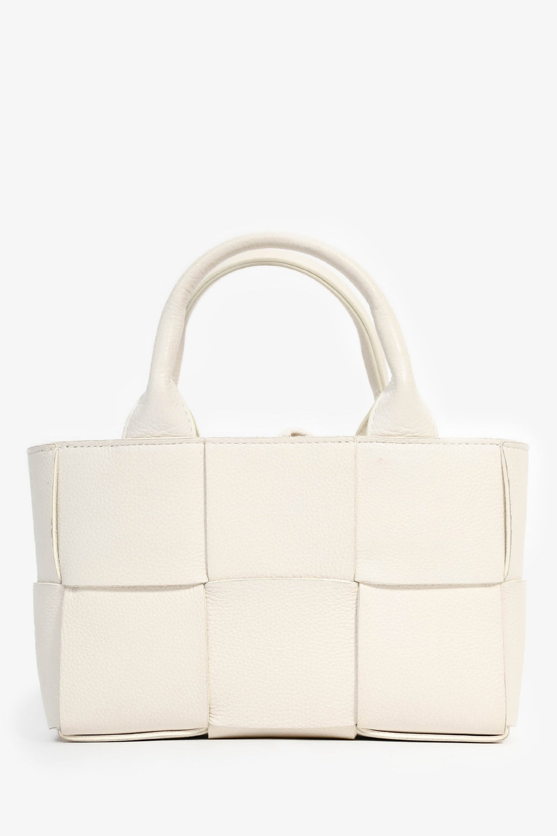 Bottega Veneta White Leather Mini Arco Tote with Strap