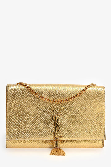 Saint Laurent Gold TaESel Leather Medium Kate CroESbody